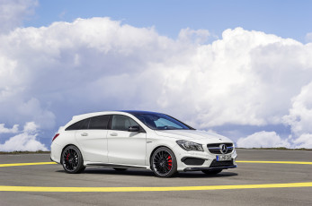 Картинка автомобили mercedes-benz amg x117 brake shooting cla 45 светлый 2015г mercedes