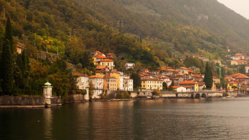 обоя lake como lierna италия, города, - улицы,  площади,  набережные, como, lake, озеро, дома, lierna