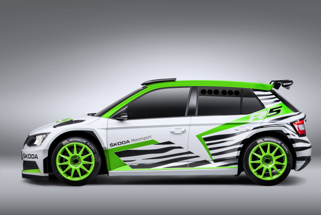 Обои картинки фото автомобили, skoda, зеленый, светлый, 2014г, concept, r5, fabia