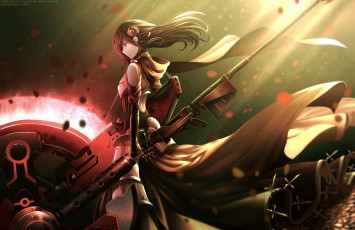 обоя аниме, rwby, арт, ruby, rose, оружие, девушка