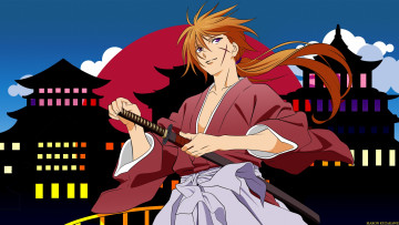 обоя аниме, rurouni kenshin, самурай, kenshin, меч, мужчина, himura