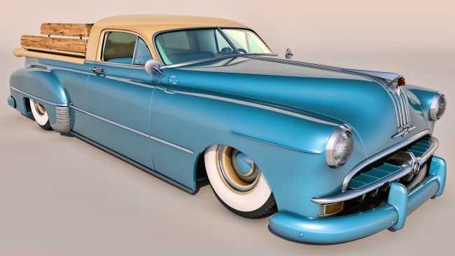 Обои картинки фото автомобили, 3д, 1949г, фон, автомобиль, pontiac