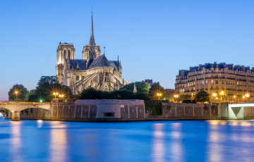 Картинка norte+dame +paris города париж+ франция собор река