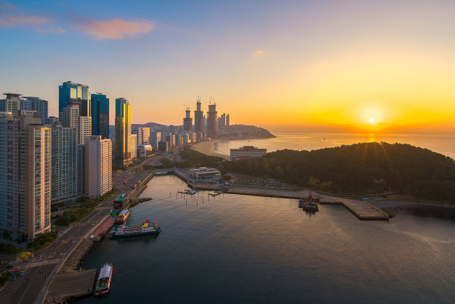 Обои картинки фото города, - улицы,  площади,  набережные, busan, южная, корея, рассвет, пусан, утро