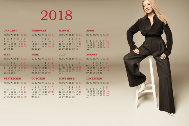 Обои картинки фото календари, девушки, взгляд, женщина, 2018