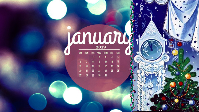 Обои картинки фото календари, праздники,  салюты, часы, елка, шар, игрушка