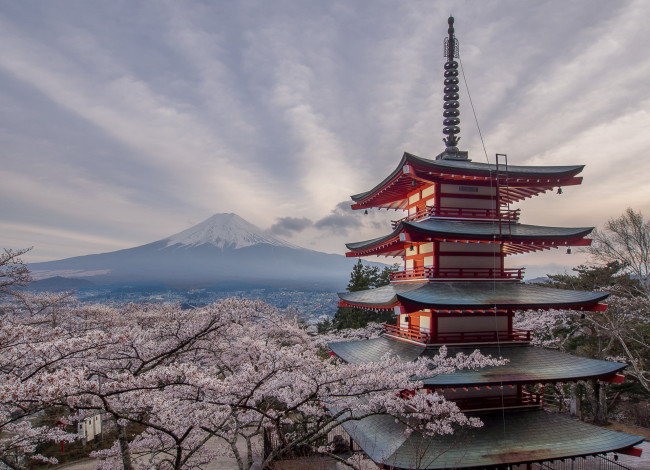 Обои картинки фото chureito pagoda, города, - пейзажи, простор