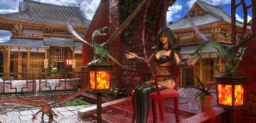 Картинка 3д+графика фантазия+ fantasy девушка драконы фон взгляд