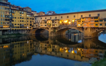 обоя города, флоренция , италия, мост, река