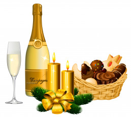 обоя праздничные, векторная графика , новый год, бокал, шампанское, свечи