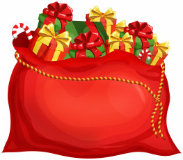 Картинка праздничные векторная+графика+ новый+год мешок подарки