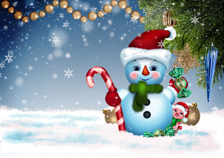 Картинка праздничные -+разное+ новый+год снеговик фон