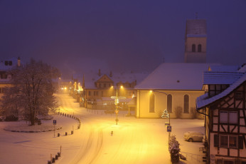 Картинка города -+огни+ночного+города зима снег город вечер