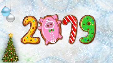 Картинка праздничные векторная+графика+ новый+год 2019 фон шары новогодняя ель