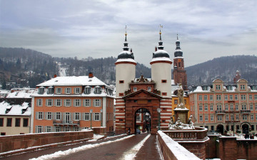 Картинка города гейдельберг+ германия зима мост башни