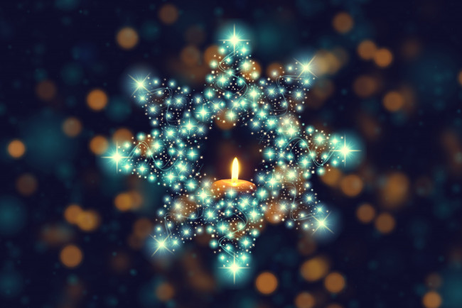 Обои картинки фото праздничные, векторная графика , новый год, боке, свеча, звезда