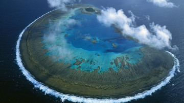 обоя природа, моря, океаны, волна, облака, океан, море, австралия, леди, масгрэйв, коралловый, остров