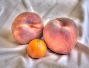 обоя еда, фрукты, ягоды, персики, апельсин