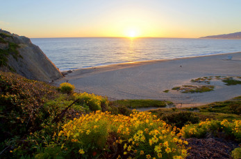 Картинка california malibu природа восходы закаты море берег