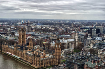 обоя города, лондон, великобритания, парламент, панорама, река