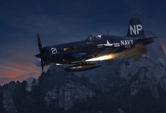 Картинка авиация 3д рисованые v-graphic ракеты пуск атака самолёт небо ночь деревья горы