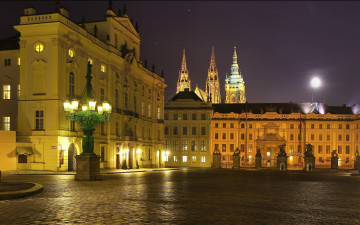 Картинка города прага+ Чехия огни площадь дома прага