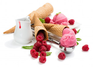 Картинка еда мороженое +десерты вафельный рожок мята малина
