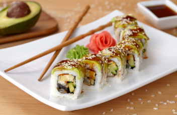Картинка еда рыба +морепродукты +суши +роллы кухня имбирь васаби японская суши роллы