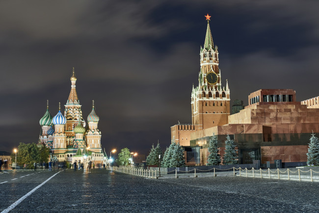 Обои картинки фото города, москва , россия, ночь, город, красна, площадь, ночная, москва, пейзаж