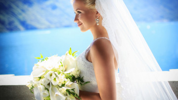 Картинка девушки -+невесты свадебное платье невеста букет фата