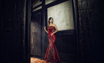 Картинка девушки -+азиатки нарядное платье азиатка украшения