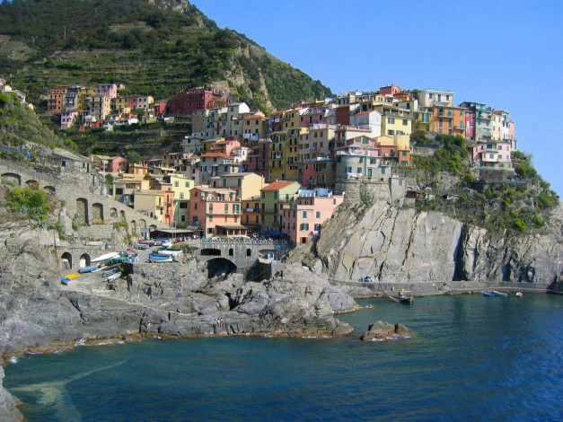 Обои картинки фото города, амальфийское и лигурийское побережье , италия, море, бухта, скалы, дома