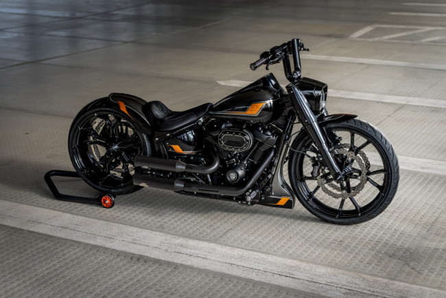 Обои картинки фото мотоциклы, harley-davidson, softail, fat, boy, 114, customized, big, atlas, tuning, bikes