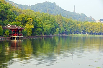Картинка китай Чжэцзян ханьчжоу природа парк река
