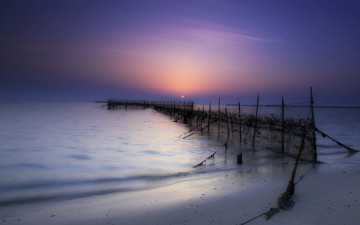 Картинка природа побережье океан вечер сумрак сети