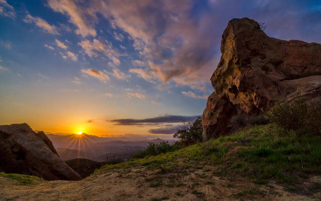 Обои картинки фото topanga, canyon, california, природа, восходы, закаты, горы, закат