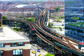 обоя subway goes above, разное, транспортные средства и магистрали, эстакада, дороги, город