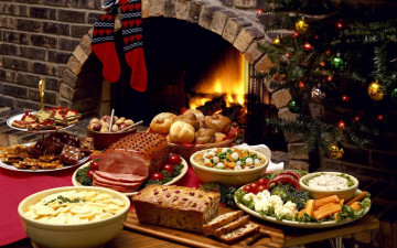 Картинка праздничные угощения новый год угощение праздник день благодарения еда фото камин