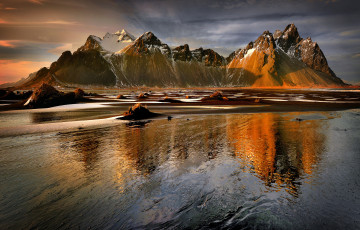 Картинка природа горы озеро небо пейзаж закат вода