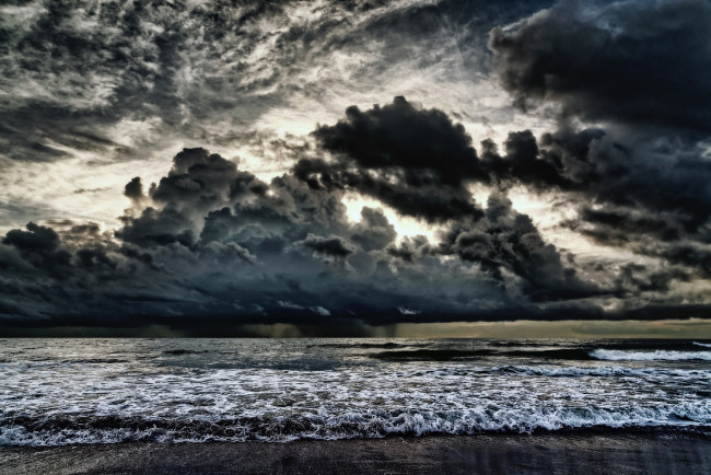 Обои картинки фото природа, облака, тучи, море, небо
