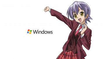 обоя компьютеры, windows 7 , vienna, девушка, взгляд, фон, логотип