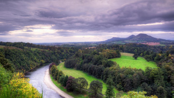 Картинка природа реки озера горы поля река великобритания шотландские границы