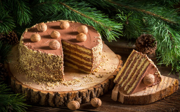 Картинка еда торты торт орехи крем десерт wood шоколадный