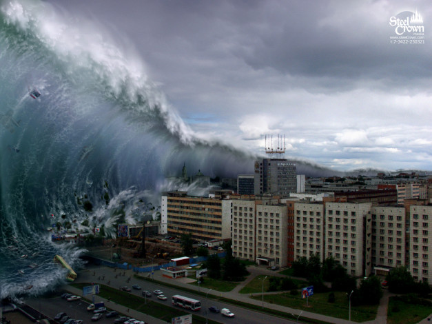Обои картинки фото города, другое, цунами, стихия