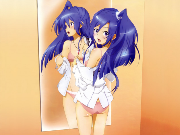Обои картинки фото аниме, senki, zesshou, symphogear, девушка, зеркало