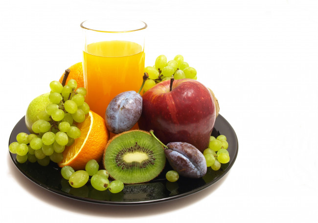 Обои картинки фото еда, фрукты, ягоды, киви, виноград, сок