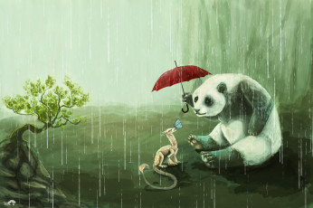 Картинка рисованное животные +сказочные +мифические дракон панда