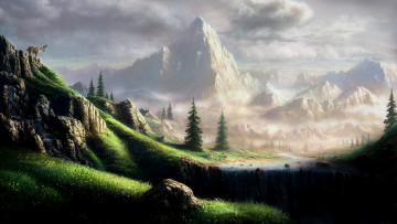 Картинка рисованное природа горы пейзаж