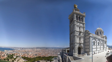 обоя notre-dame-de-la-garde overlooking marseille, города, - панорамы, собор, вид