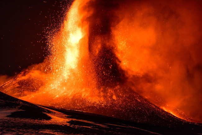 Обои картинки фото природа, стихия, извержение, вулкана, этна, сицилия